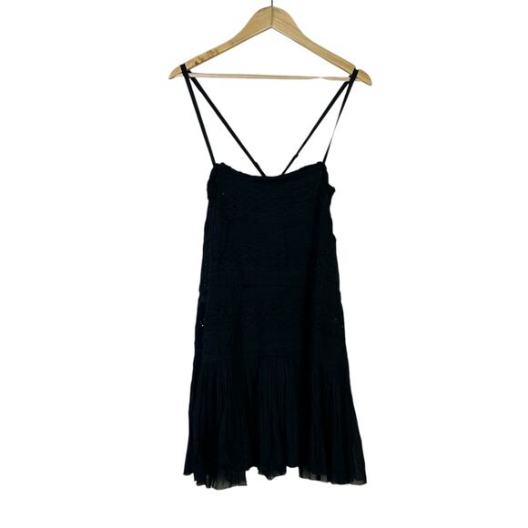NWT Free People Shailee Dress Womens M Black Eyelet Ruffle Tiered Cottagecore - Picture 2 of 9